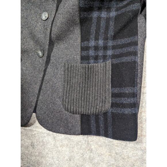 Sundance Size 4 Wool Blend Black Blue Gray Plaid Sweater Blazer Academia - Picture 5 of 8